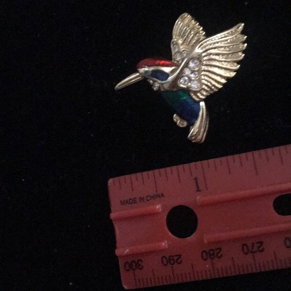 Enamel & Rhinestone Hummingbird Brooch/Pin - Picture 5 of 5